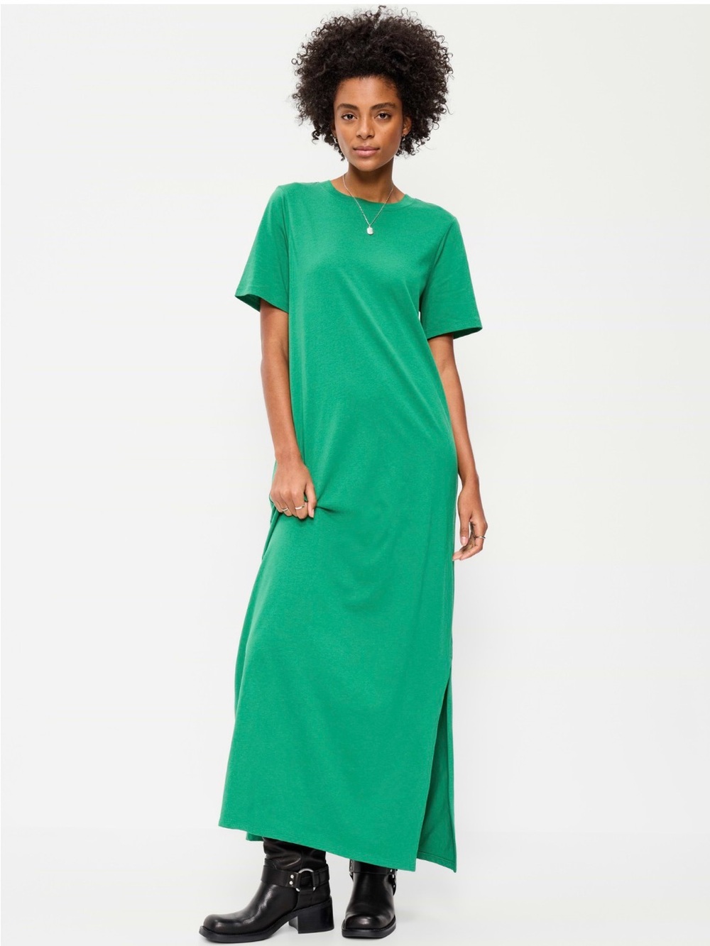Old Navy Green Short-Sleeve Maxi Dress